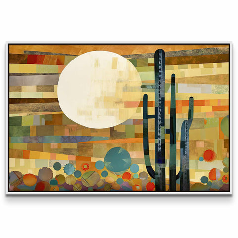 Desert Cacti and Moonrise