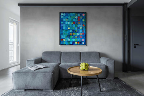 Dots and Lines on Blue