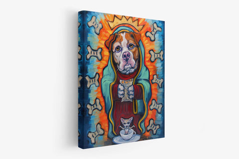 a painting of a dog and a cat on a canvas