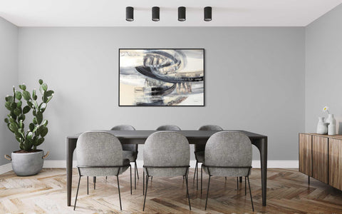 a dining room with a table and chairs