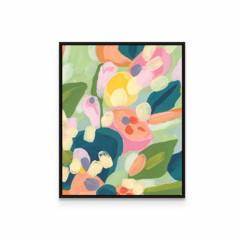 a painting of flowers on a white wall