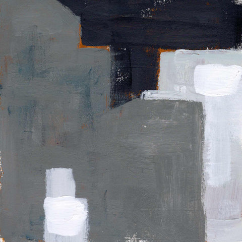 an abstract painting with white and black colors