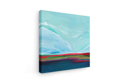 a painting of a blue sky with clouds