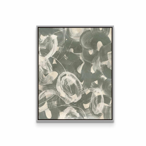 a black and white painting on a white wall