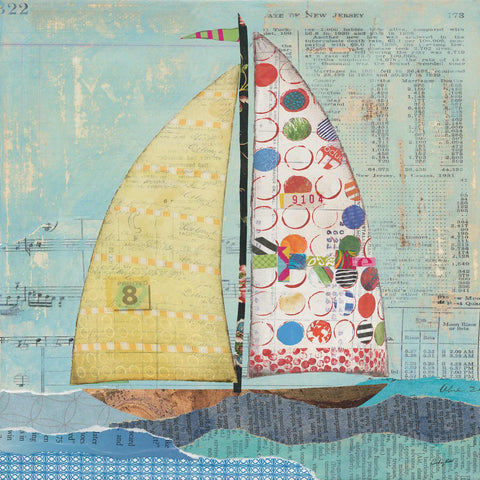 a painting of a sailboat in the ocean