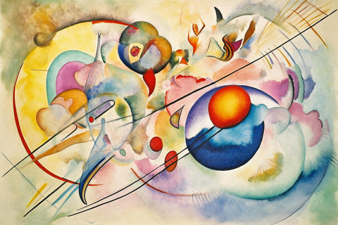 a painting of a group of people in a circle