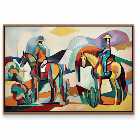 a painting of a man riding a horse
