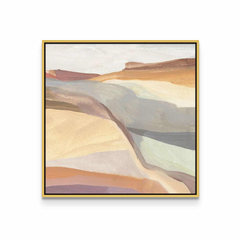 a painting with a gold frame on a white wall