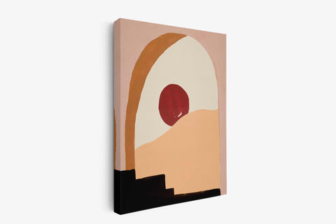 a painting on a wall with a red apple on it