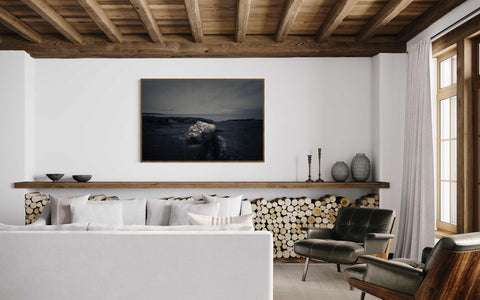 a living room filled with furniture and a fire place