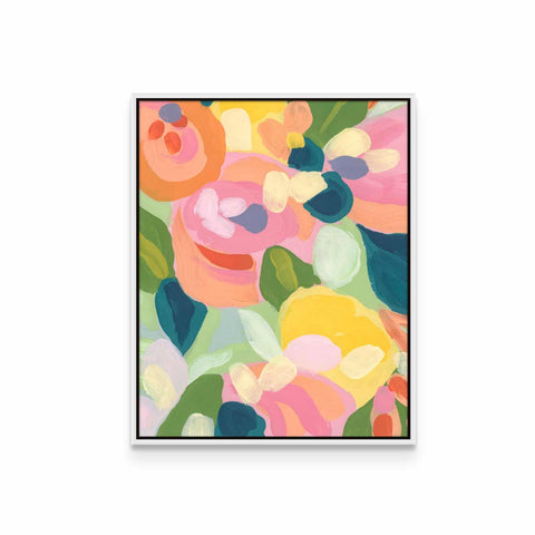a painting of colorful flowers on a white background