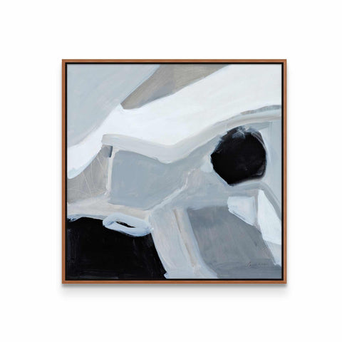 a painting with a black and white background