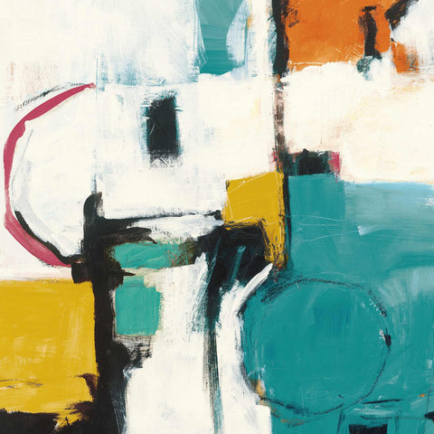 a painting of a blue train on a white background