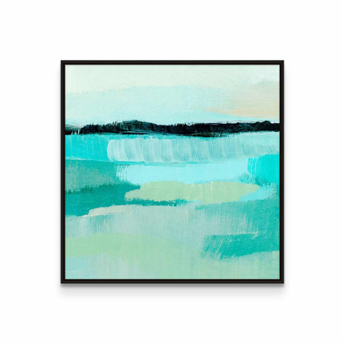 a painting with blue and green paint on it