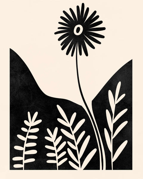 a black and white drawing of a flower