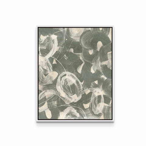a black and white painting on a white wall