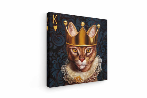 a painting of a cat wearing a gold crown