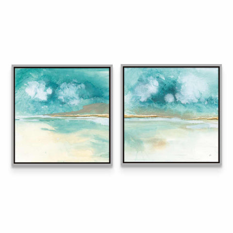 a couple of paintings hanging on a wall