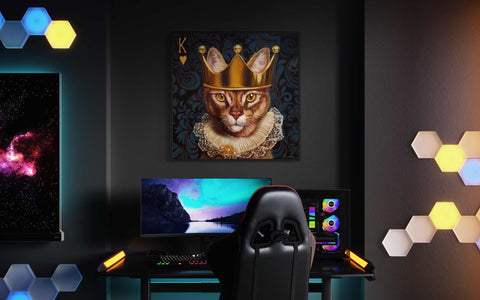 a gaming room with a computer and a gaming chair
