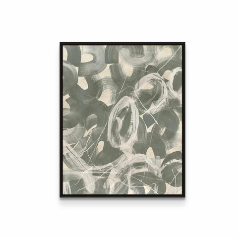 a black and white painting on a white wall