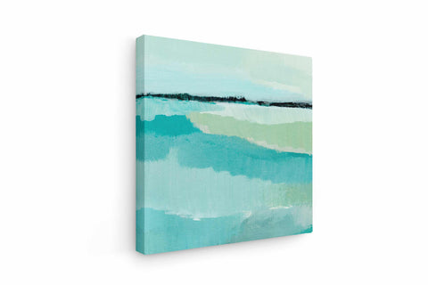 a painting on a wall of a blue ocean