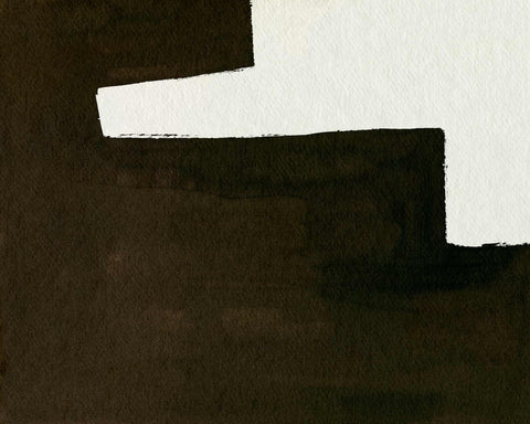 a black and white painting with a white stripe