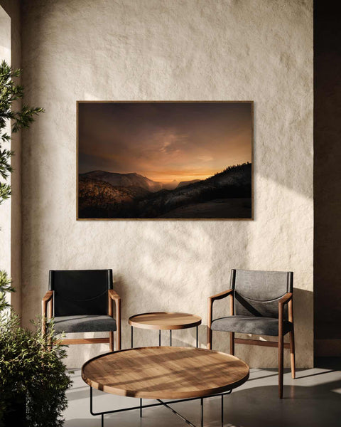 a living room with two chairs and a table