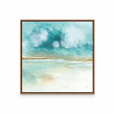 a painting of a blue and green ocean