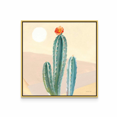 a painting of a cactus with a flower on it