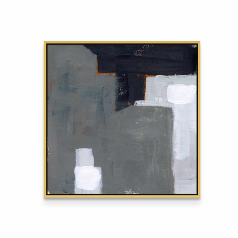 a black and white painting on a white wall