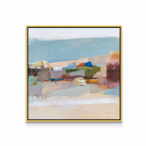a painting of a landscape in a gold frame