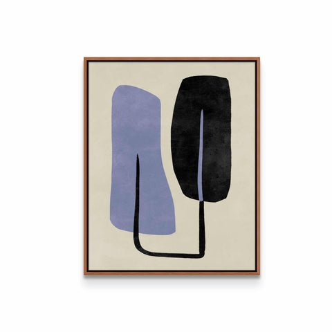 a painting with a blue and black design on it